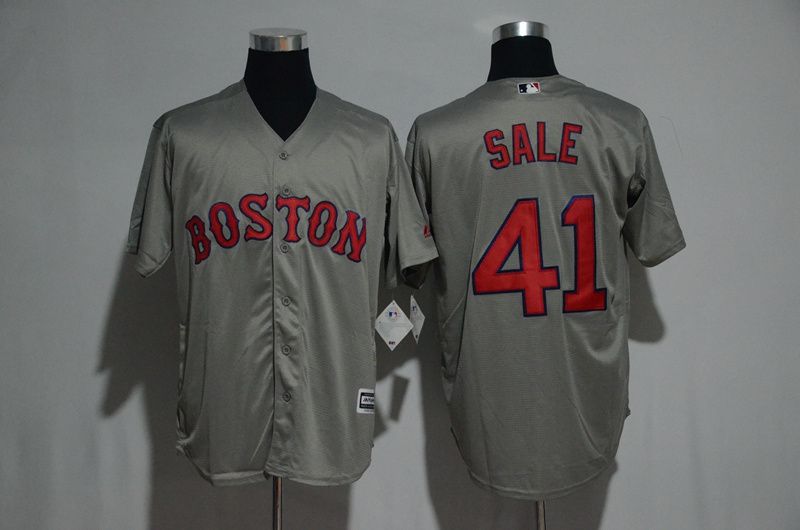 Men Boston Red Sox #41 Chris Sale Grey Game MLB Jerseys